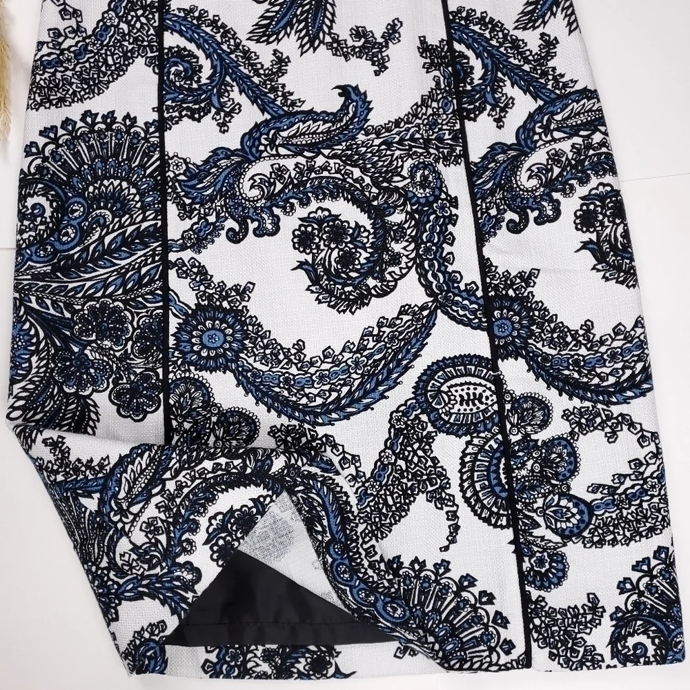 Talbots White Blue Black Paisley Modal Blend Dress Size 2p - Picture 4 of 15